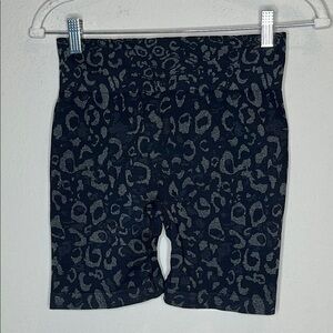 Women's Athletic Leopard Print Shorts - Black and Gray